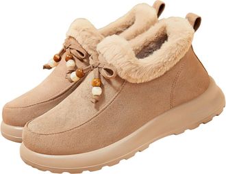 Generic Khaki Ladies Versatile Boots with Bow-Knot Detail and Thick Sole Perfect for Fall and Winter Comfortable and Chic