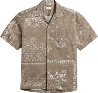 Woolrich Bowling Overhemd met Korte Mouwen - Heren - Korte mouwen Overhemden - Groen - S - Katoen - Overhemden