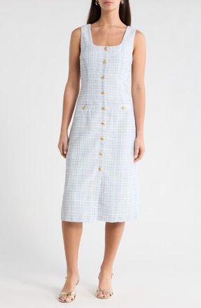 Sugarlips Adriella Sleeveless Tweed Dress in White-Blue at Nordstrom, Size X-Small