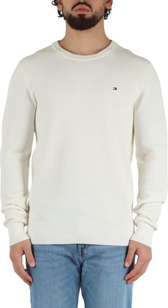 Tommy Hilfiger Mens Essential Structure Crew Neck Regular Fit Jumper, Off-White (Ivory Petal), XL