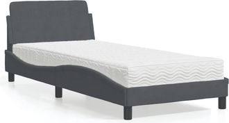 vidaXL Cama Con Colch&oacute;n Dover Terciopelo Gris Oscuro 90x200 Cm Vidaxl