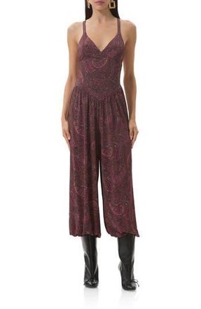 AFRM Bogart Sleeveless Wide Leg Jumpsuit in Chocolate Paisley at Nordstrom Rack, Size X-Large