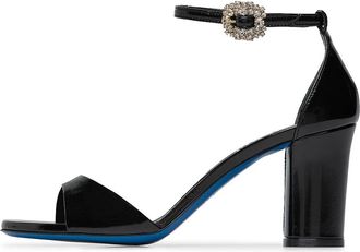 Loriblu Zwarte sandalen van glanzend leer - Dames - Sandalen met hakken - Zwart - 36 EU - Leer - Schoenen