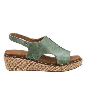Corkys Footwear Womens Volta Ii Lower Heel Wedge Sandal In Leaf Green
