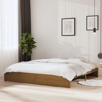 vidaXL Vidaxl - Estructura Cama Sin Colch&oacute;n Madera Maciza Marr&oacute;n Miel 200x200cm