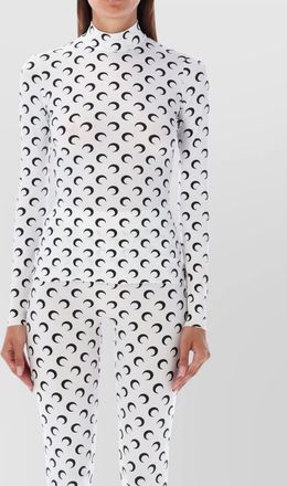 Marine Serre printed high-neck long-sleeve top