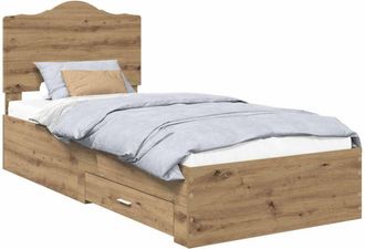 vidaXL Estructura De Cama Con Cabecera Roble Artesanal 100 X 200 Cm Vidaxl