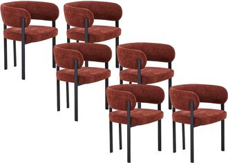 Vente-Unique Conjunto de 6 sillas de tela y metal negro - Terracotta - CIBARO