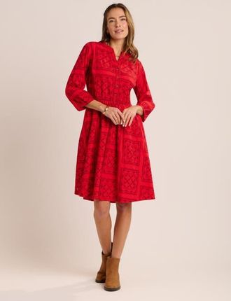 Brakeburn Zora Embroidery Detail Dress in Red at Nordstrom, Size 12