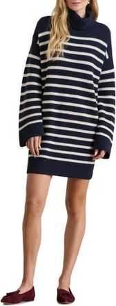 Lauren Ralph Lauren Areena Long Sleeve Wool & Cashmere Sweater Dress in Lauren Navy/Mascarpone Cream at Nordstrom, Size X-Large