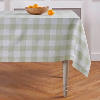 Solino Home Linen Tablecloth for Dining Table, Holiday and Everyday Dining Table Decor - Buffalo Check in Sage And White at Nordstrom, Size X-Small