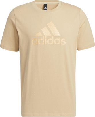 adidas Solid Color Large Logo Printing Athleisure Casual Sports Short Sleeve Brown HE7427