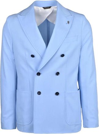 Berry & Brian Unlined Double-Breasted Jacket - Light Blue