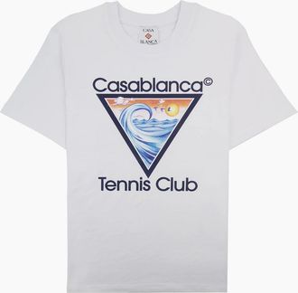 Casablanca Mens Casablanca Tennis Club Icon Printed T-shirt White - Size: 40