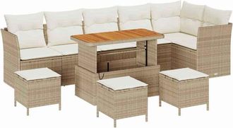 vidaXL Conjunto De Sof&aacute; De Jard&iacute;n Con Coj&iacute;n 10 Pcs Beige Y Crema Vidaxl