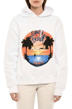 Dsquared2 White Graphic Hood Hoodie
