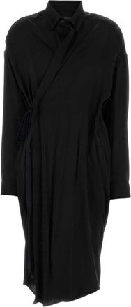 Balenciaga Black Wrap Midi Dress