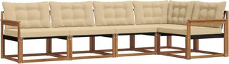 vidaXL Conjunto De Sof&aacute;s De Exterior 5 Uds. Natural Y Beige Vidaxl