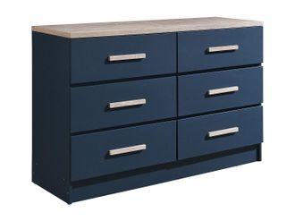 Vente-Unique Com&ograve; 6 Cassetti Blu E Naturale - Skaido