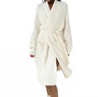 Splendid Cozy Fuzzy Pj Cable Robe In Ivory