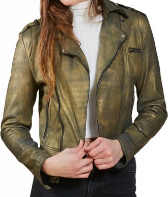 Jakett Leather Moto Jacket In Novelty