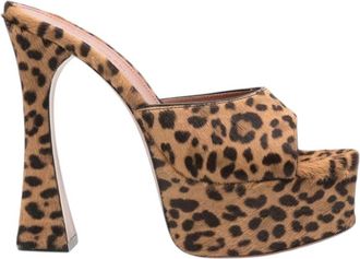 Amina Muaddi Brown Printed Dalida Heels