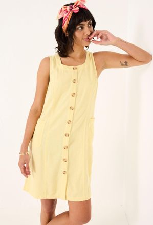 Fat Face FatFace Binny Light Yellow Button Linen Dress