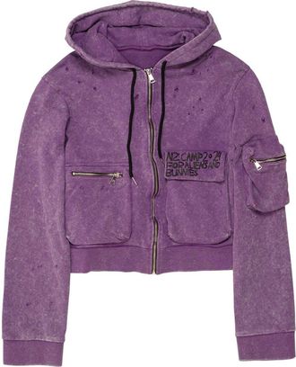 Natasha Zinko Felpa cargo crop con cappuccio - Viola