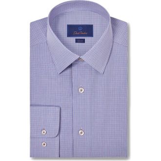 David Donahue Slim Fit Micropoplin Dress Shirt in Blue/Purple at Nordstrom Rack, Size 15.5 - 34/35