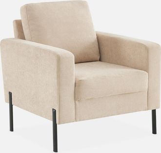 Sweeek Sweeek - Sill&oacute;n De Pana Y Patas De Metal, Bjorn Pana, Beige, 78x77x70 Cm