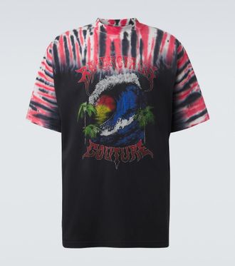 Balenciaga T-shirt in cotone con stampa tie-dye