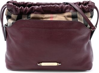 Burberry Pre-owned Womens House Check Canvas And Calfskin Little Crush Crossbody - Dark Red Leather - One Size