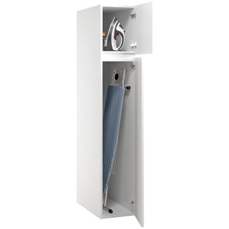 Dmora Armario Multiusos 2 Puertas Gilroy, 3 Estantes, 2 Puertas Made In Italy, Ideal Para Lavander&iacute;a, 35x195h Cm Blanco