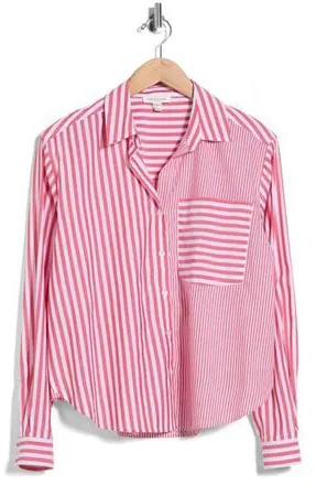 Beach Lunch Lounge Lilah Long Sleeve Button Front Shirt in Milano Mix at Nordstrom Rack, Size X-Large