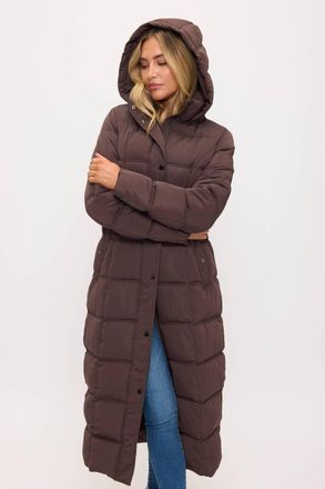 Coalition LA Long Puffer Coat In Chocolate