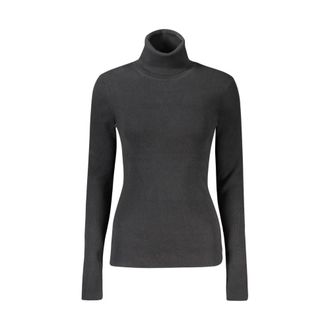 Calvin Klein Truien & Vesten, Dames, Zwart, S, Katoen, Zwarte Katoenen Dames Trui Coltrui