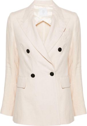 Eleventy double-breasted linen blazer - women - Viscose/Linen/Flax/Polyester - 40 - Neutrals