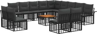vidaXL Conjunto De Sof&aacute;s De Exterior 14 Uds. Negro Y Gris Oscuro Vidaxl