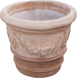 Biscottini International Jarr&oacute;n De Terracota Envejecida Redondo Macetero De Exterior Macetero Para Plantas Jarr&oacute;n De Jard&iacute;n Grande 60x53 Cm Made In Italy