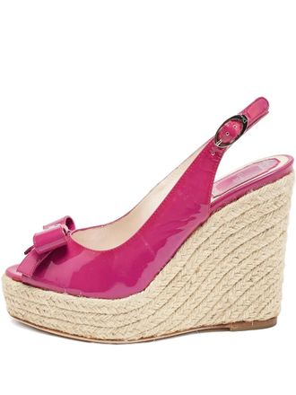 Dior 120mm leather wedge sandals - women - Leather/Patent Leather/Leather - 36 - Pink