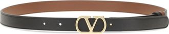Valentino Garavani Womens Reversible Vlogo Signature Belt Nero-Deep Caramel Calf Leather Bos Taurus E Braces Nero/deep