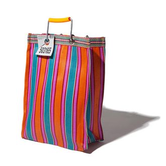 Puebco Recycled Plastic Stripe Bag rect-d15/f orange x pink