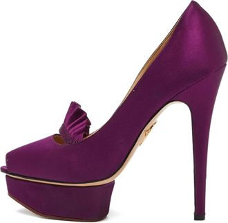 Charlotte Olympia 145mm leather heeled pumps - Purple