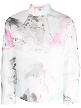 Shiatzy Chen graphic-print silk jacket - White