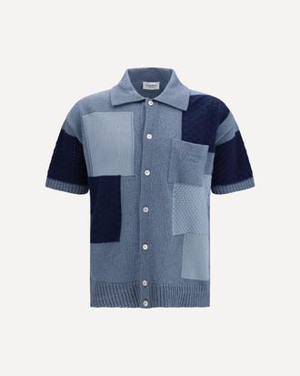 Laneus Short-sleeve patchwork Cardigan Male 50
