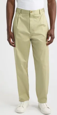 BOSS Kai Pleated Cotton Trousers in Beige/khaki at Nordstrom, Size 34 X 32