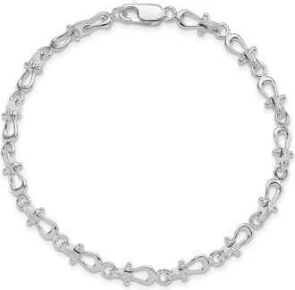 Diamond2Deal Sterling Silver Rhodium-plated Polished Mariners Shackle Link Bracelet 7.75