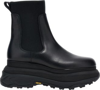 sacai Chelsea Leren Enkellaarzen - Dames - Chelseaboots - Zwart - 39 EU - Leer - Schoenen