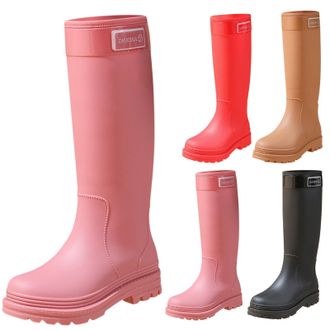 Generic Womens Slip On Rain Boots Wellington Waterproof Tall Water Boots with PVC Durable Slip Resistant Rubber Mud Shoes, Wellies Gardening Fishing Knee High