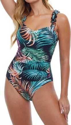 Gottex Underwire D-Cup Wide Strap One Piece Swimsuit In Tropico Black